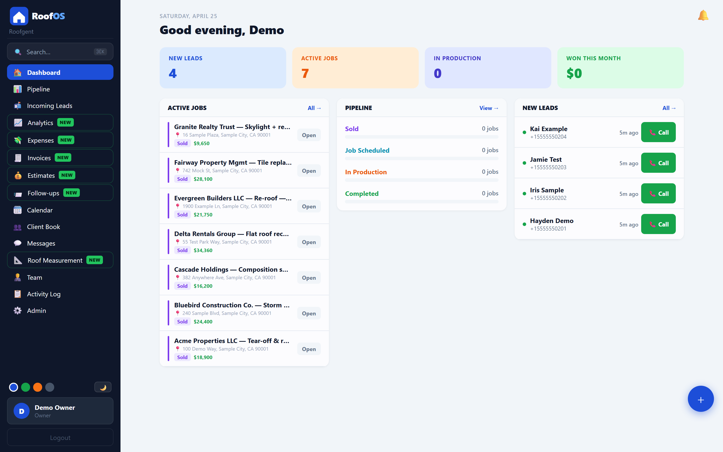 Activity log of every action across the operation